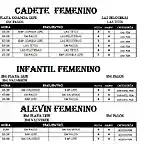 CALENDARIO CADETE,INFANTIL Y ALEVIN FEMENINO