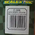 Etiqueta y referencia de la caja del Alfa Romeo CROMADO de la serie The Power And The Glory