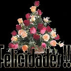 Felicidades en cesta de rosas