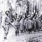 Soldado afroamericano con un grupo de prisioneros alemanes