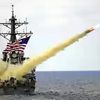 Lanzamiento de un misil Harpoon desde el destructor Donald Cook