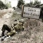 Infante cerca de Sainte Mere Eglise. Normandia. 1944