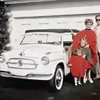 Jane Powell und Patrick Nerney mit Kindern und Fiat 600 Jolly