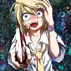 Konachan.com - 125471 blonde_hair blood blue_eyes bra crying kagamine_rin knife kuromayu open_shirt short_hair underwear vocaloid weapon