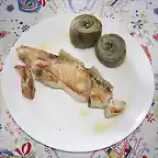 Filete de corvina con alcachofas
