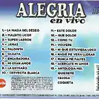 Alegria - En Vivo Desde Pan De Azucar (1996) Trasera