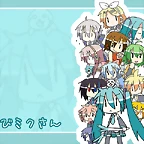 Konachan.com - 61368 akita_neru chibi chibi_miku fl-chan hamo_(dog) hatsune_miku kagamine_len kaito kasane_teto kiyone_suzu meiko psp utau vocaloid yokune_ruko yowane_haku