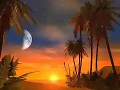 Luna en desierto rojo
