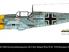 Artwork-Bf-109E4-Geschwader-Stab-JG2-(-+-Helmut-Wick-WNr-5344-France-1940-0C