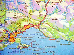 Mapa de Ushuaia y sus alrededores