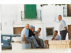 Jubilados a la sombra de los olmos de la Plaza Nueva