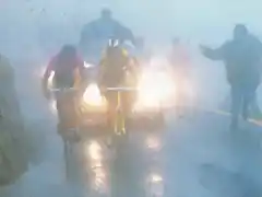 1991 - Giro. Lejarreta y Chioccioli entre la niebla de Monviso