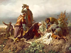 Muerte del rey Luis II de Hungra en la Batalla de Mohacs de 1526. Obra de Bertalan Szkely. 1860.