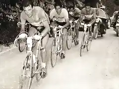 GIRO 1957-BOBET-NENCINI-GEMINIANI-BALDINI.