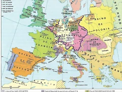 Mapa de Europa en la época de Luís XIV.