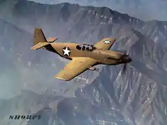 Caza P-51 Mustang en vuelo cerca de  Inglewood, California. Octubre 1943