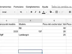 Datos hoja calculo gogle