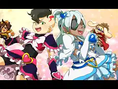 48628 - animal_ears black_hair brown_hair cosplay crossdressing dark_skin eyepatch fudou_akio genda_koujirou inazuma_eleven kidou_yuuto miniboy parody pretty_cure sakuma_jirou white_hair