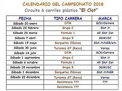 Calendario 2018 Circuito pl?stico El Clot Calendario 2018 Circuito pl?stico El Clot