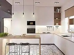 decorar-un-piso-pequeno-hermosa-cocina-en-blanco-abierta-al-pasillo-y-con-suelo-hidraulico-de-decorar-un-piso-pequeno