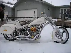Custom Motorcycle With White Snow