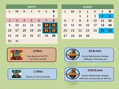 Calendario mayo junio