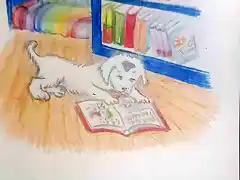 dibujo perrito leyendo