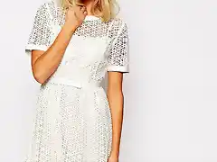 Peinados para Vestidos Manga Corta Blancos Midi, Encaje y Fiesta