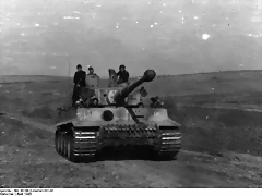 Tiger I heavy tank of the German 2nd SS Panzer Division 'Das Reich' at Kharkov, Ukraine, Apr 1943,