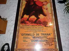 Cartel taurino para los festejos del 28 de agosto, San Agustn, en la plaza de toros de Linares