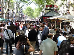 Sant Jordi en Las Ramblas de Barcelona