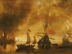 amanecer despus del bombardeo del puerto de barcos espaoles.Andries van Eertvelt