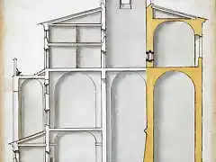 Lateral section of the three floors of cells in the new Conclave