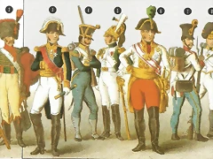 diferentes uniformes del ejrcito de Napolen.