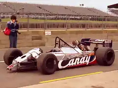 Brian Henton?s Toleman-Hart TG183B at Silverstone during a testing session, 1981 F1 World Championship