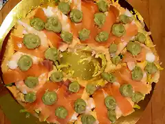Corona de salmn y gambas con guacamole