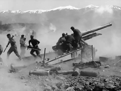 German artillery firing during the advance through Greece