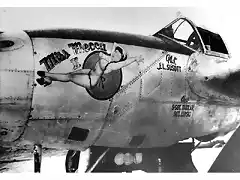 P-38 Nose Art- Miss Mecca II (pilot J.L. Susott, 80th FS, 8th FG)