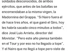 arrieta hablando de Nairo en el Giro 2017