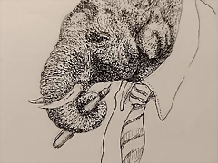 elefante con estilografica