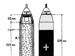 Misil alemn cargado de gas mostaza.La cruz era de color amarillo, el distintivo de esta arma quimica.