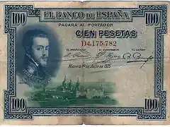 cien pesetas del ao 1925