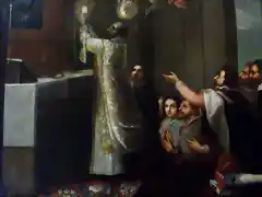 San Ignacio tomando el Santo Sacramento mexico siglo xviii oleo sobre tela