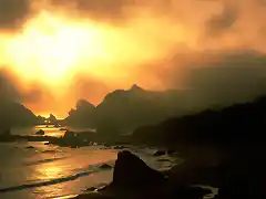 460039 - Smoke and fog at sunset, Harris Bch, OR