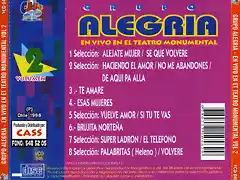 Alegria - En Vivo Teatro Monumental Volumen 2 (1998) Trasera