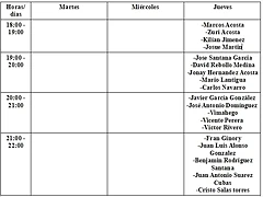 horario entrenos