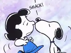 Snoopy kissing