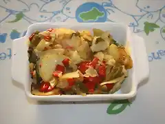 Patatas con pimientos y anchoas