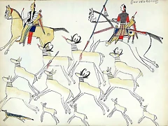 00 Ledger art - Kiowa hunting antelope