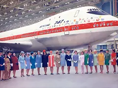 The very first Boeing 747 is unveiled to the public for the first time in 1968. The very first Boeing 747 is unveiled to the public for the first time in 1968.